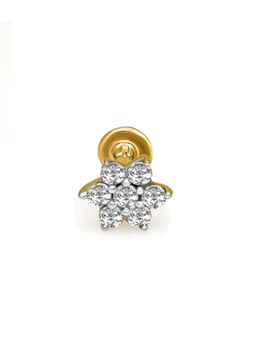 Sparkles - 0.08 CT Sparkles Diamond 18Kt Yellow Gold Flower Nosepin for Women