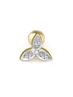 Sparkles - 0.03 CT Sparkles Diamond 18Kt Yellow Gold Three petal flower Nosepin for Women