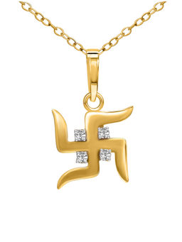 Sparkles - 0.05 CT Sparkles Diamond 18Kt Yellow Gold Swastik Diamond Pendant for Women