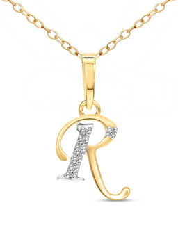 Sparkles - 0.02 CT Sparkles Diamond 18Kt Yellow Gold R Alphabet Diamond Pendant for Women
