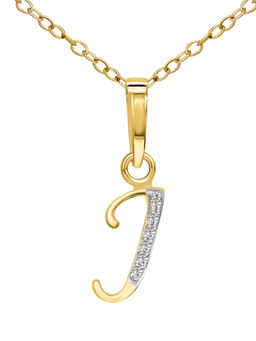 Sparkles - 0.02 CT Sparkles Diamond 18Kt Yellow Gold J Alphabet Diamond Pendant for Women