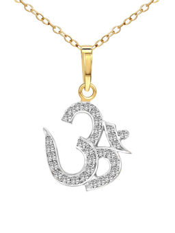 Sparkles - 0.24 CT Sparkles Diamond 18Kt Yellow Gold Om Diamond Pendant for Women