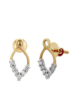 Sparkles - 0.1 CT Sparkles Diamond 18 Kt Yellow Gold Leafy Stud Earrings for Women