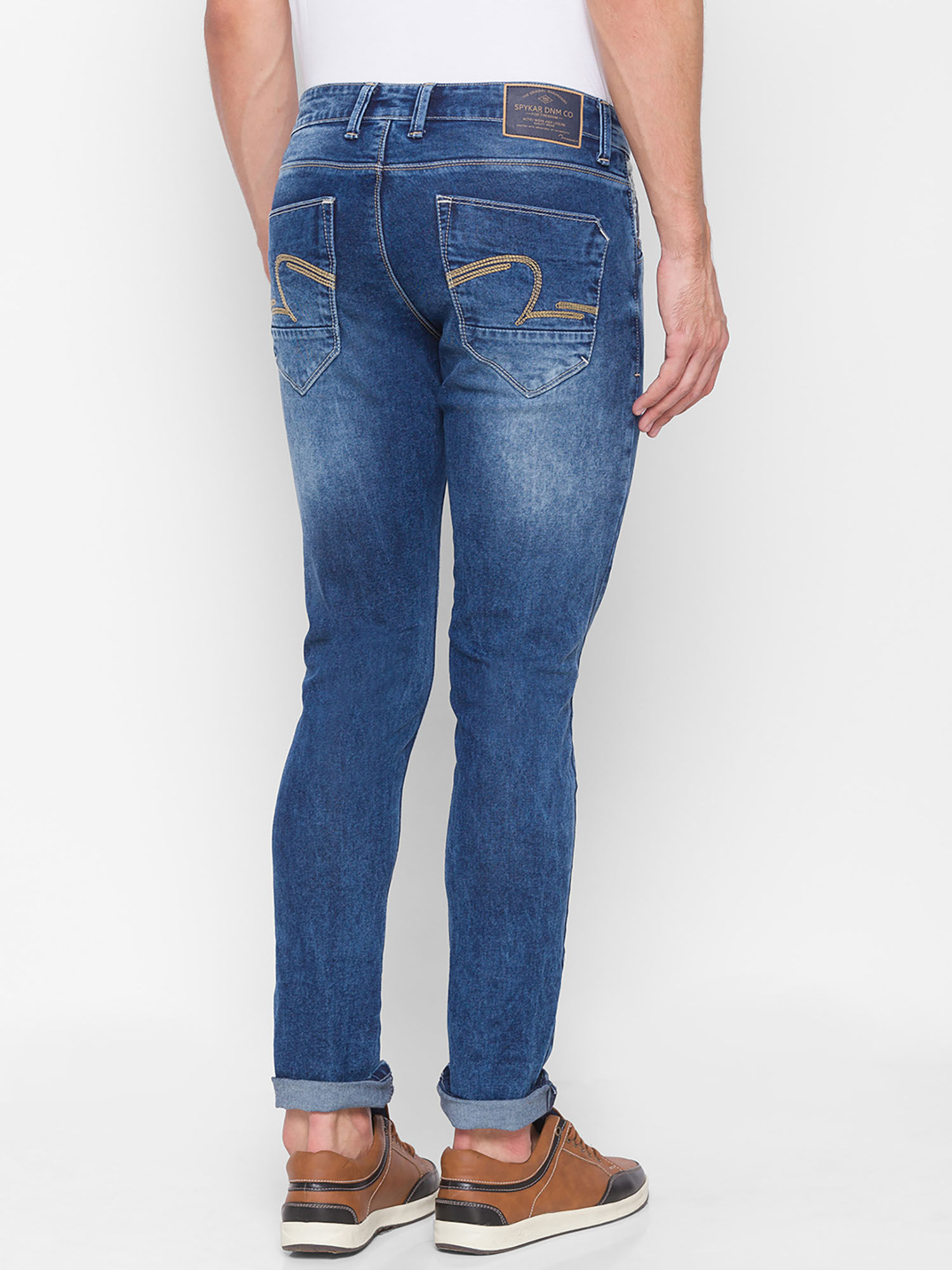 Spykar Blue Cotton Mens Jeans 
