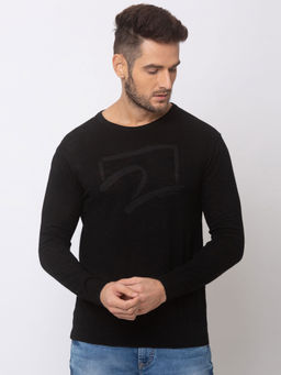 Spykar - Black Cotton Regular Fit Sweater