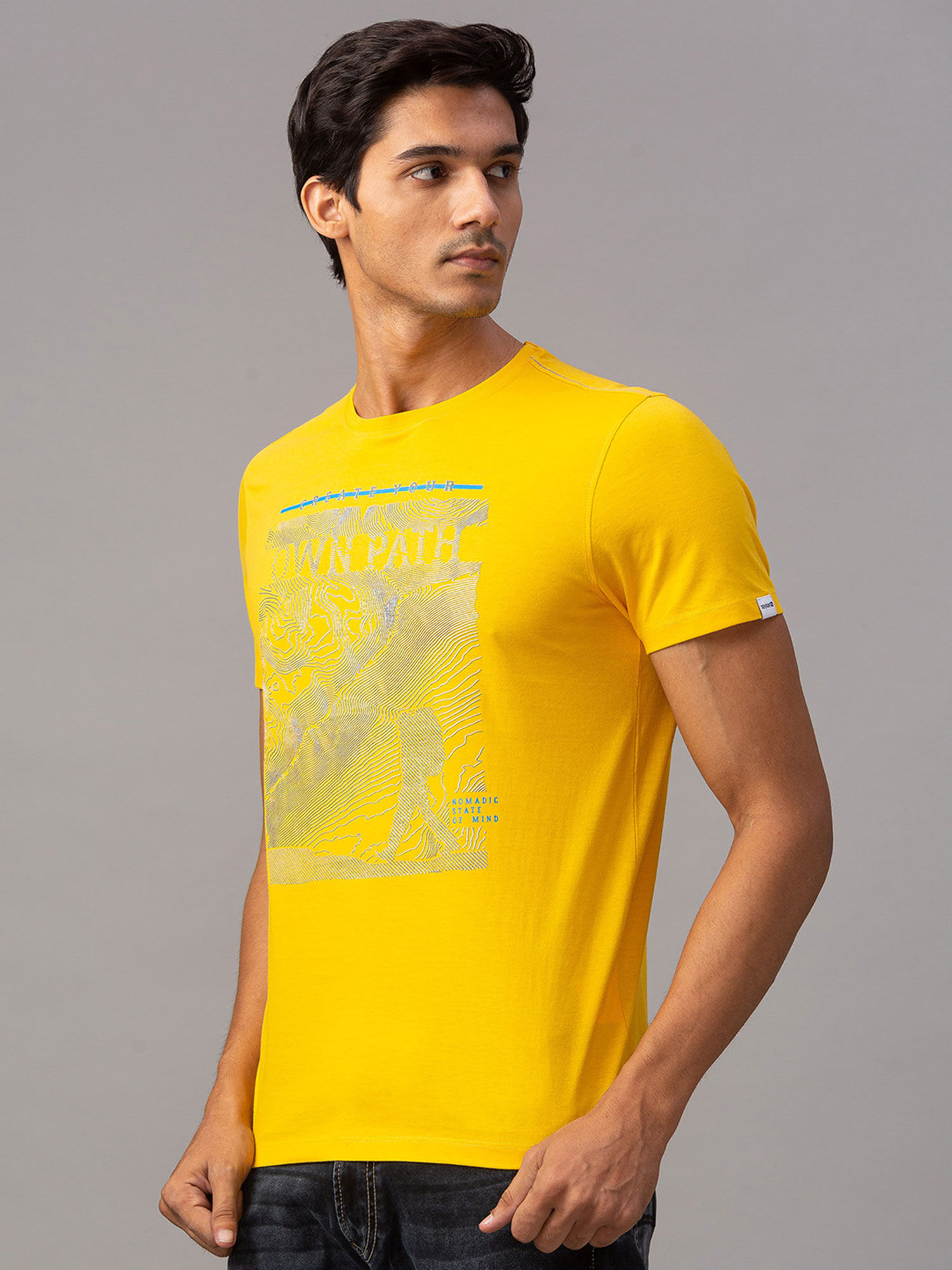 Buy Spykar Yellow Cotton Slim Fit T 