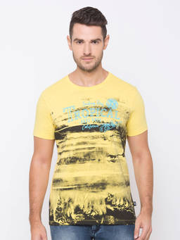 Spykar - Yellow Cotton Activewear T-shirts