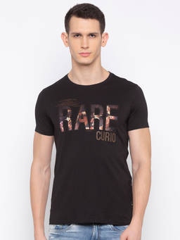 Spykar - Black Printed T-shirt