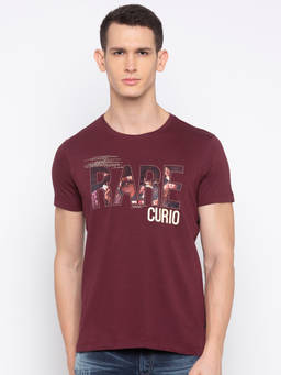 Spykar - Wine Printed T-shirt