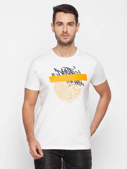 Spykar - White Cotton Men T-shirt
