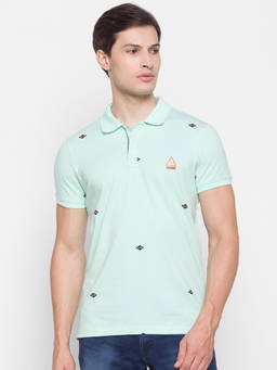 Spykar - Green Cotton Men Polo T-shirt