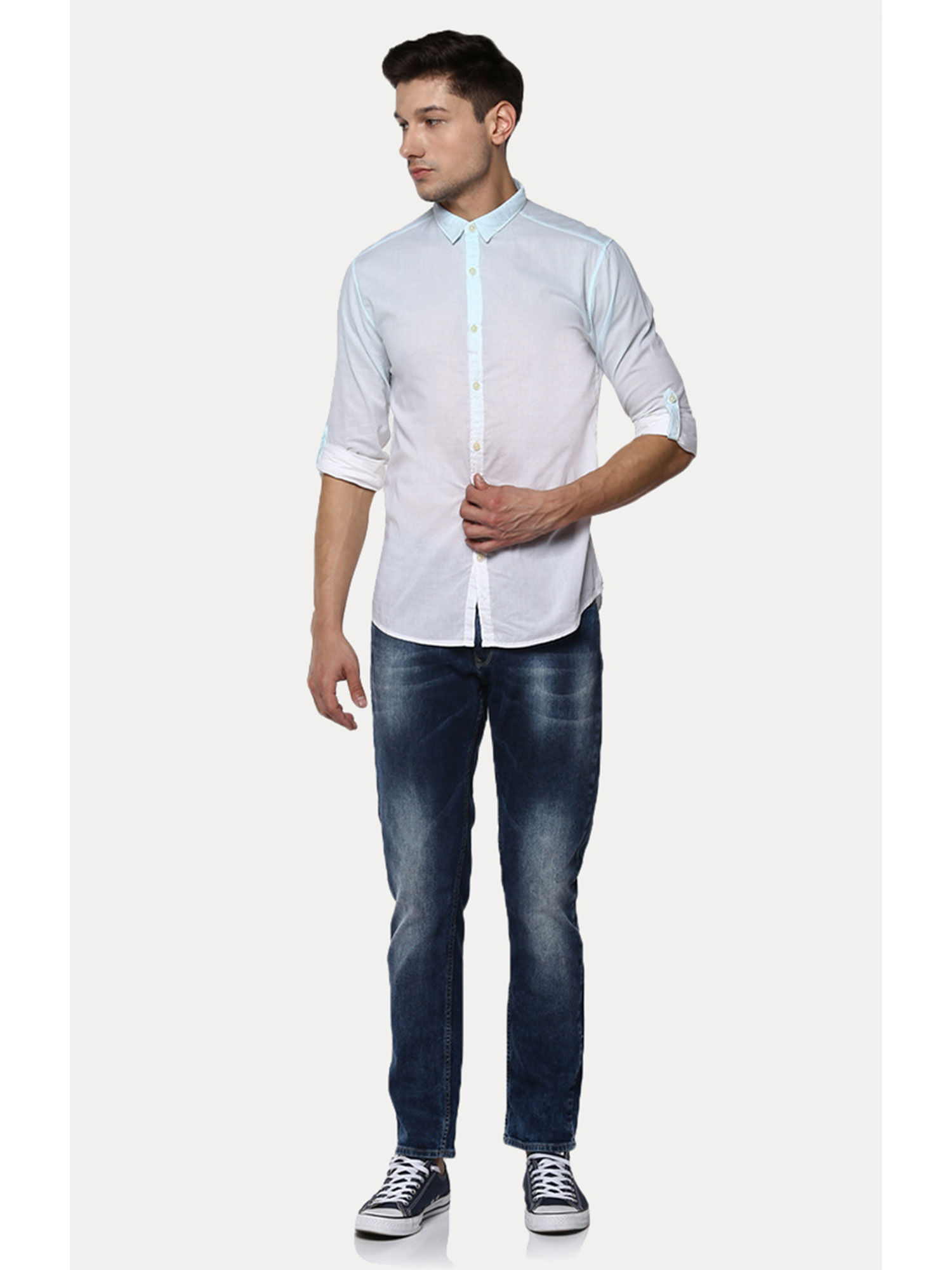 Buy Spykar Light Blue Solid Slim Fit 