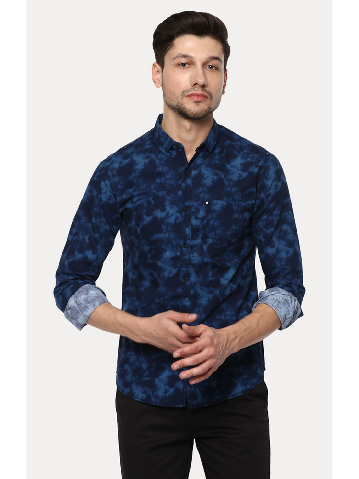Buy Spykar Blue Camouflage Slim Fit 