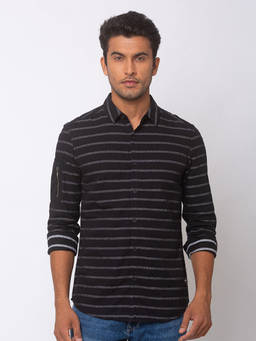 Spykar - Black Cotton Slim Fit Shirt