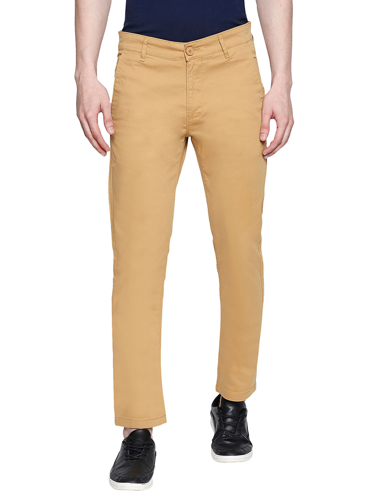 Spykar Khaki Cotton Mens Trouser Online 