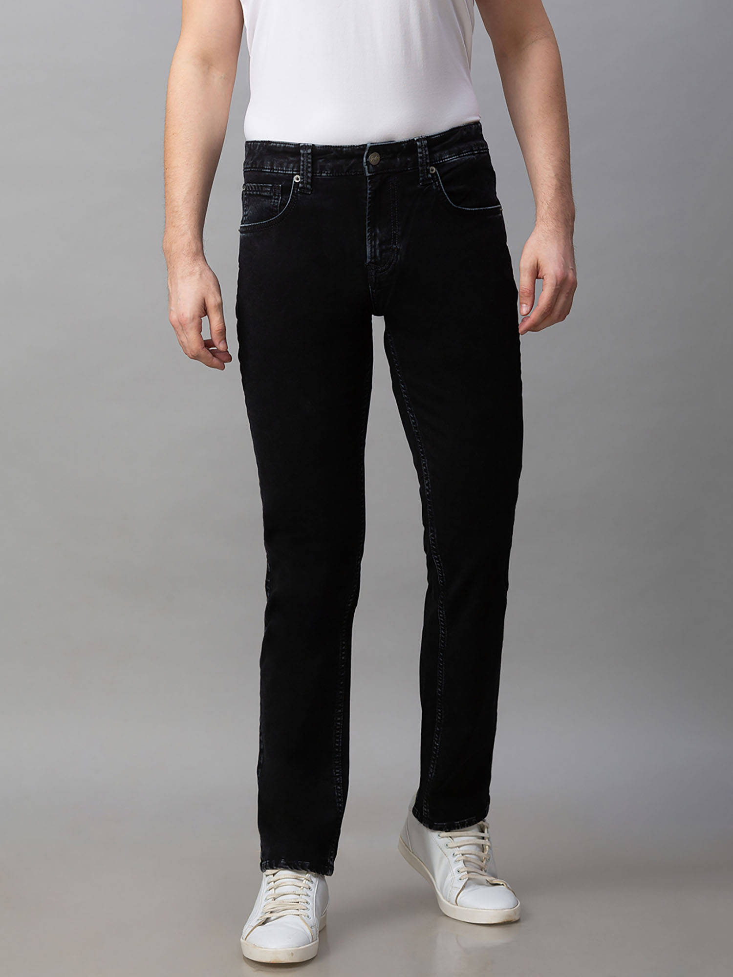Spykar Black Cotton Mens Jeans 