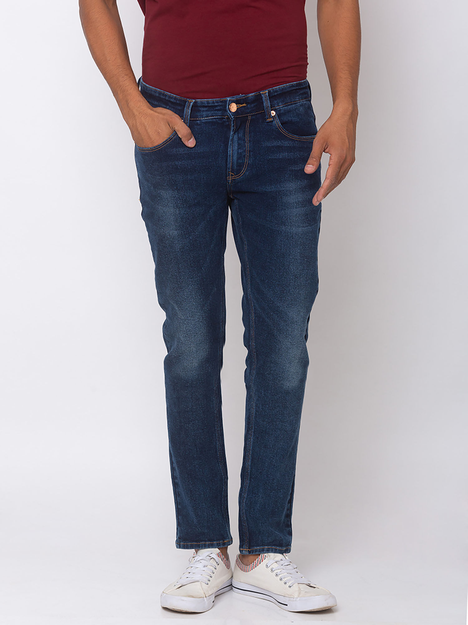 Spykar Blue Cotton Mens Jeans 