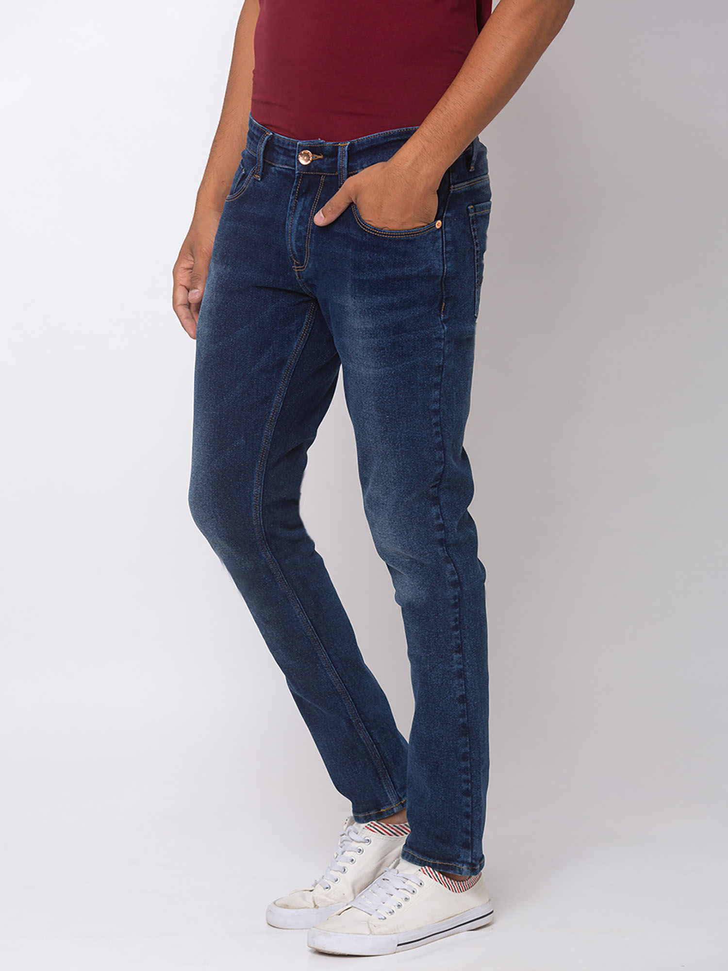 Spykar Blue Cotton Mens Jeans 