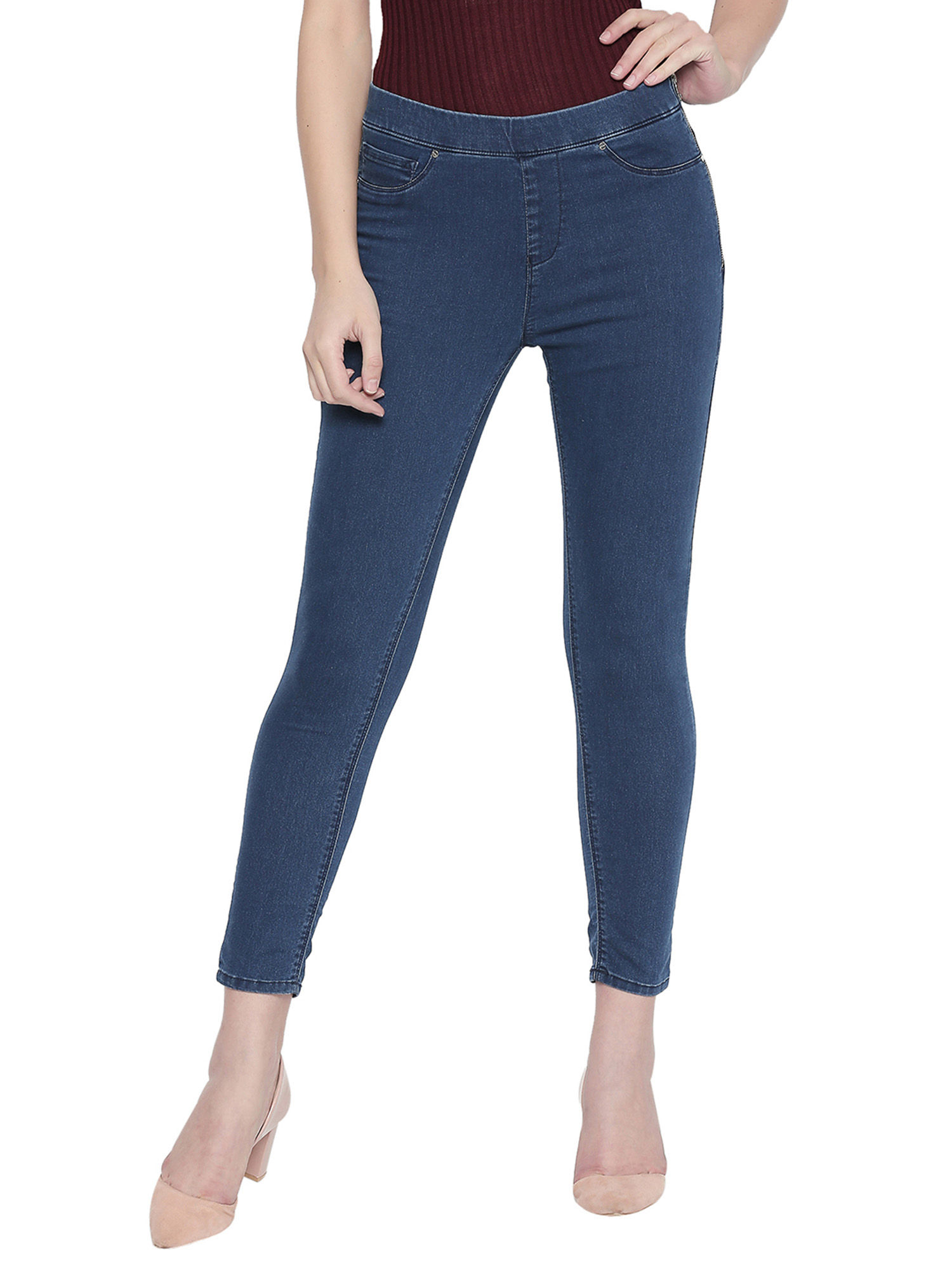 Buy Spykar Mid Blue Slim Fit Jeggings 