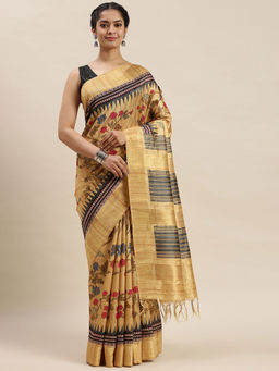 Soch - Mustard Handloom Sarees with Unstitched Blouse