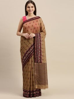 Soch - Beige Chanderi Silk Printed Saree