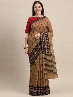 Soch - Beige Chanderi Silk Printed Saree