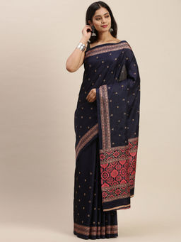 Soch - Embroidered Fashion Silk Blend Saree with Unstitched Blouse