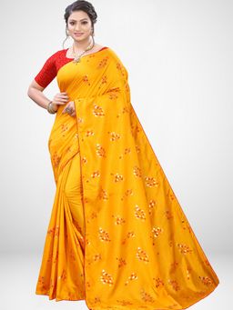 Sareemall - Mustard Floral Printed Saree