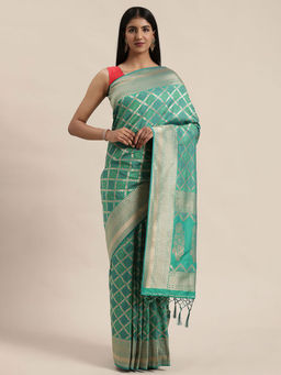 Soch - Green Art Silk Woven Design Saree With Unstitched Blouse