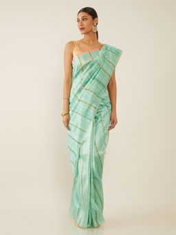 Soch - Woven Design Green Saree with Unstitched Blouse