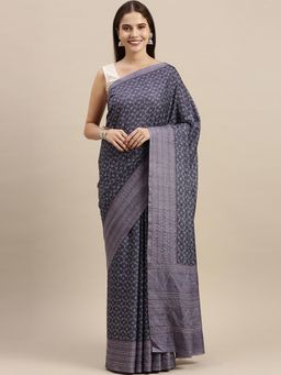 Soch - Teal Silk Blend Solid Saree