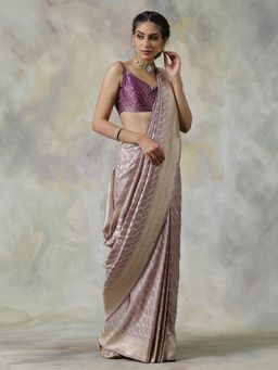 WeaverStory - Grey Handloom Saree with Unstitched Blouse