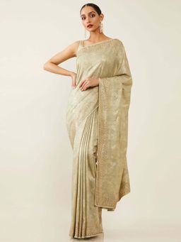 Soch - Green Tissue Tussar Woven Design Saree with Unstitched Blouse
