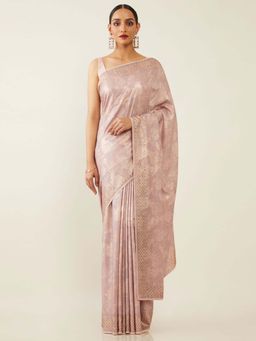 Soch - Purple Tissue Tussar Woven Design Saree with Unstitched Blouse