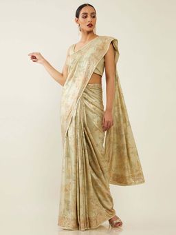 Soch - Green Tissue Tussar Woven Design Saree with Unstitched Blouse