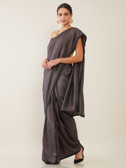 Soch - Embellished Grey Saree with Unstitched Blouse