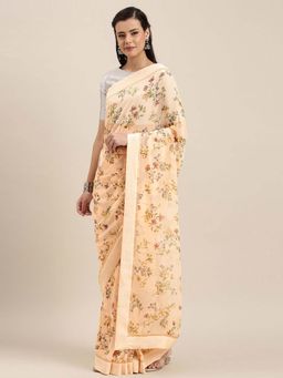 Soch - Peach Printed Saree with Unstitched Blouse Piece