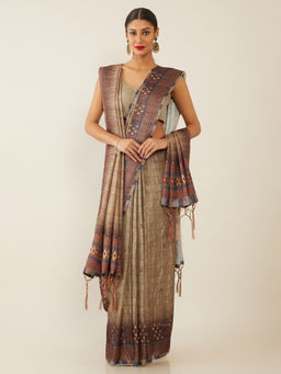 Soch - Woven Design Green Saree with Unstitched Blouse