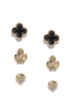ToniQ - Kids Gold Stud Earrings (Set of 3)