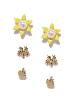 ToniQ - Kids Gold Tone Stud Earrings (Set of 3)