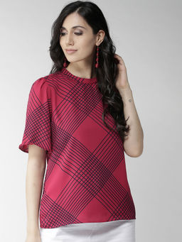 Style Quotient - Magenta & Black Checked Top