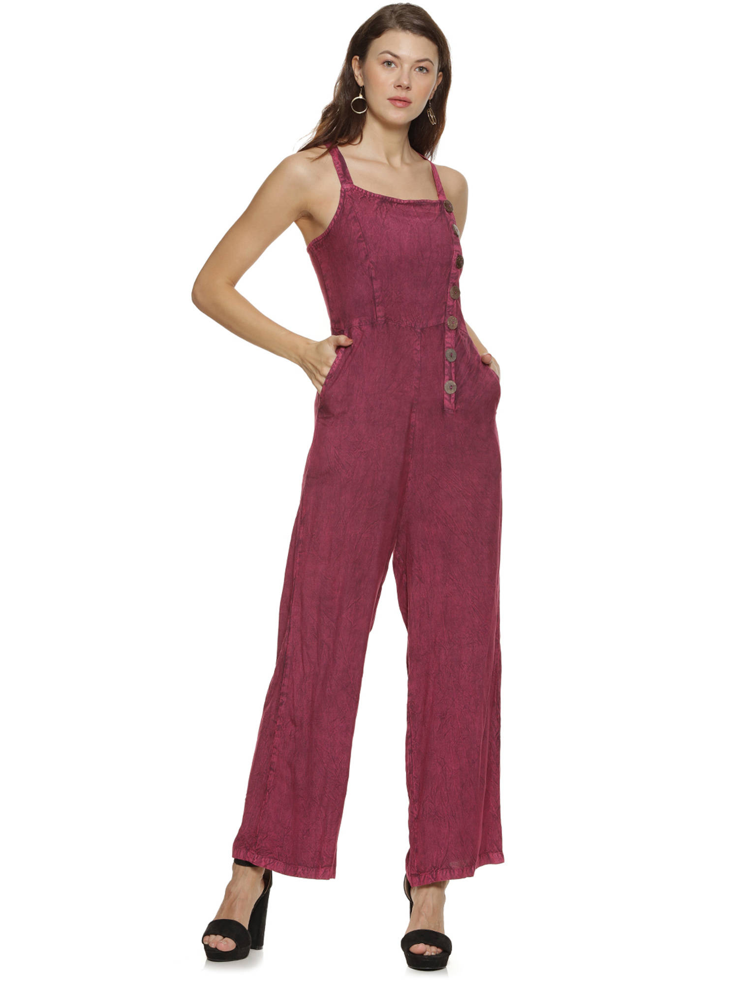 Campus Sutra Magenta Stylish Jumpsuit 