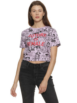PINACOLADA - Lavender Casual Stylish Printed Crop Tops