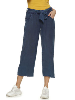 PINACOLADA - Blue Stylish Paper Bag Trousers