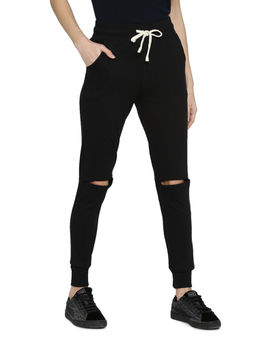 PINACOLADA - Black Cut Out Knee Trackpant
