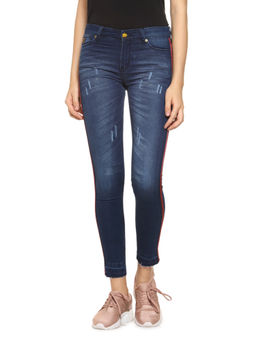 PINACOLADA - Blue Red Side Stripe Denim Jeans
