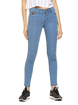 PINACOLADA - Blue High Rise Skinny Fit Side Stripe Denim Jeans