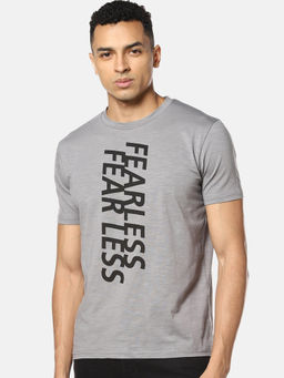 Campus Sutra - Men Printed Round Neck Grey T-Shirt