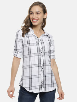 PINACOLADA - White Stylish Checkered Casual Shirt