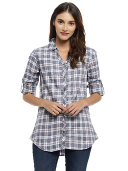 PINACOLADA - Grey Stylish Checkered Casual Shirt